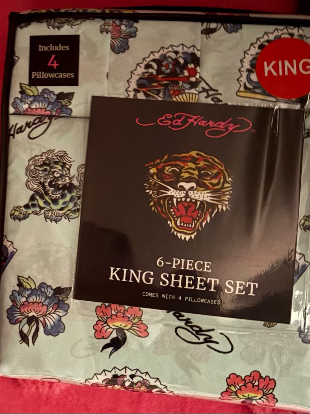 Ed Hardy Mint Tattoo Floral King Sheet Set